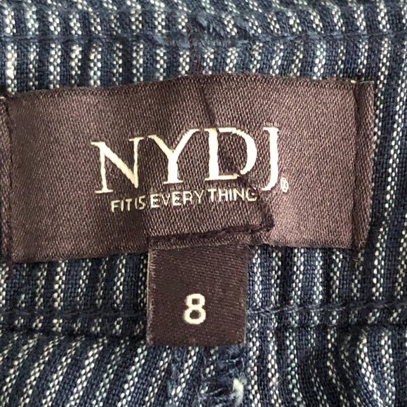 NYDJ Pinstripe Wide Leg Jeans Relaxed Flare Linen Blend Trousers Pants NEW - Picture 4 of 8